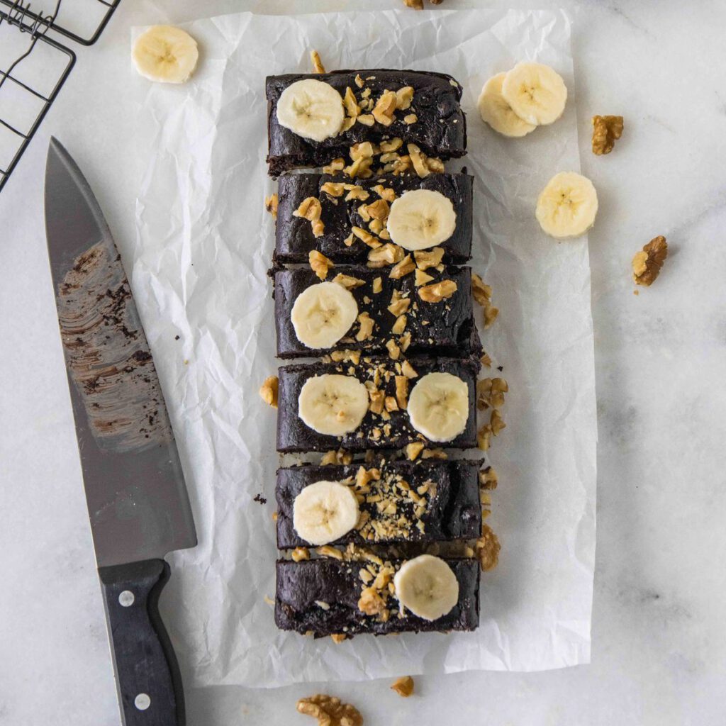 Bananenbrownie met walnoten
