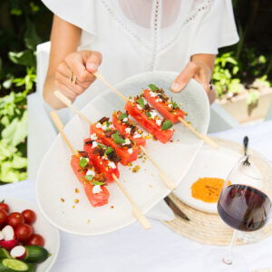 Watermeloenlolly’s met spek en geitenkaas