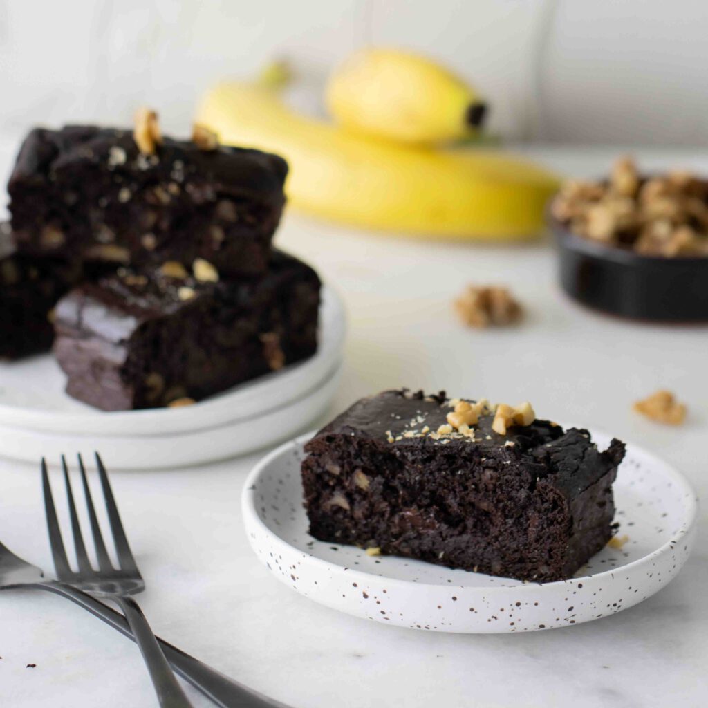 Bananenbrownie met walnoten