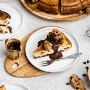 New York style cheesecake met chocolate chip cookies