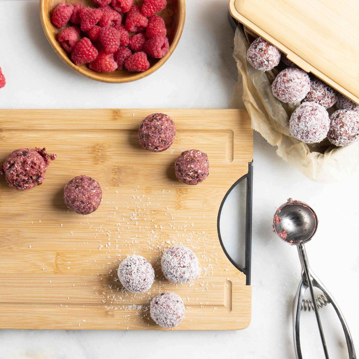 Frambozen bliss balls