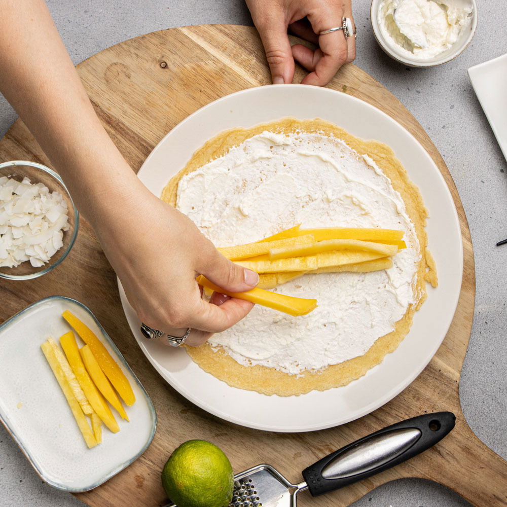 Zoete sushi van pannenkoeken