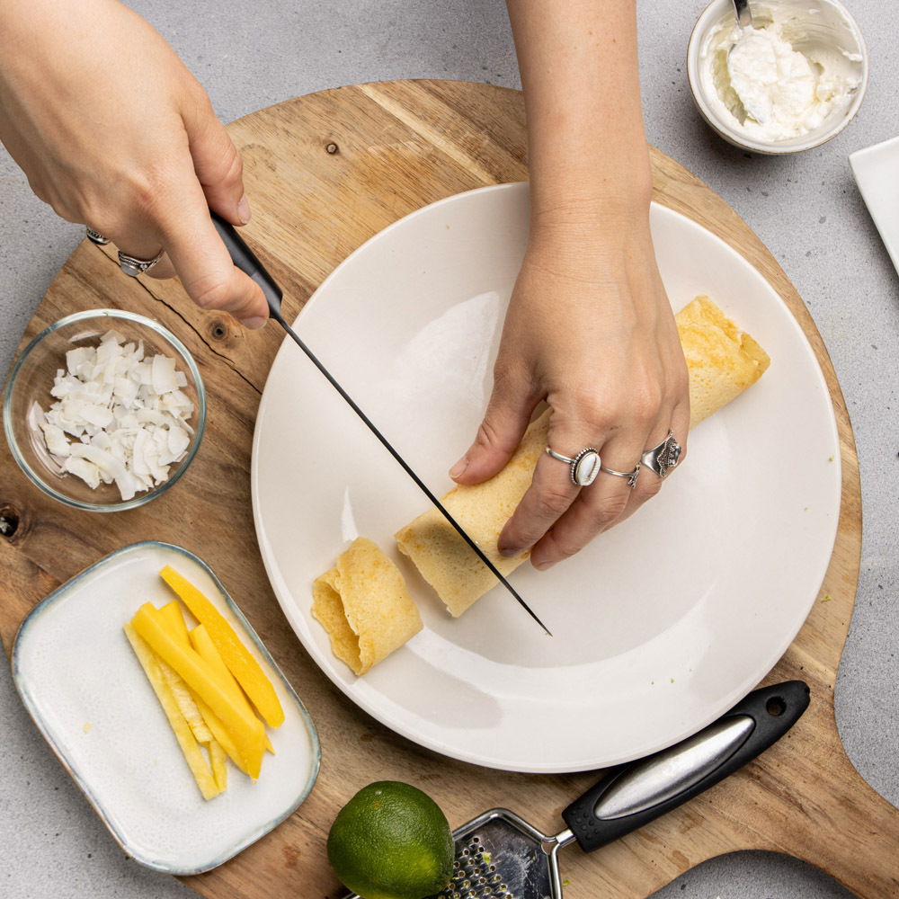 Zoete sushi van pannenkoeken