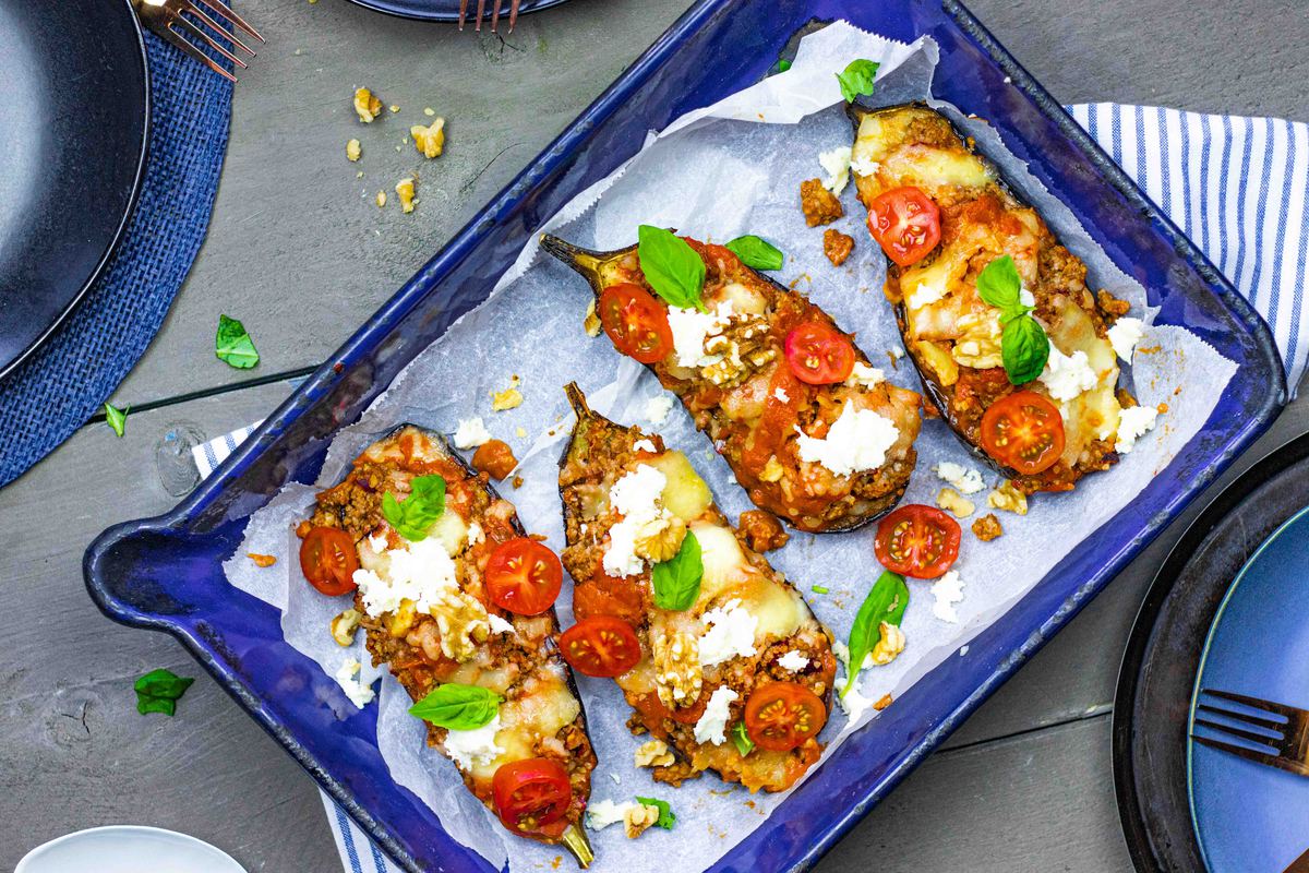 Aubergine Uit De Oven Met Tomaat Couscous En Walnoten