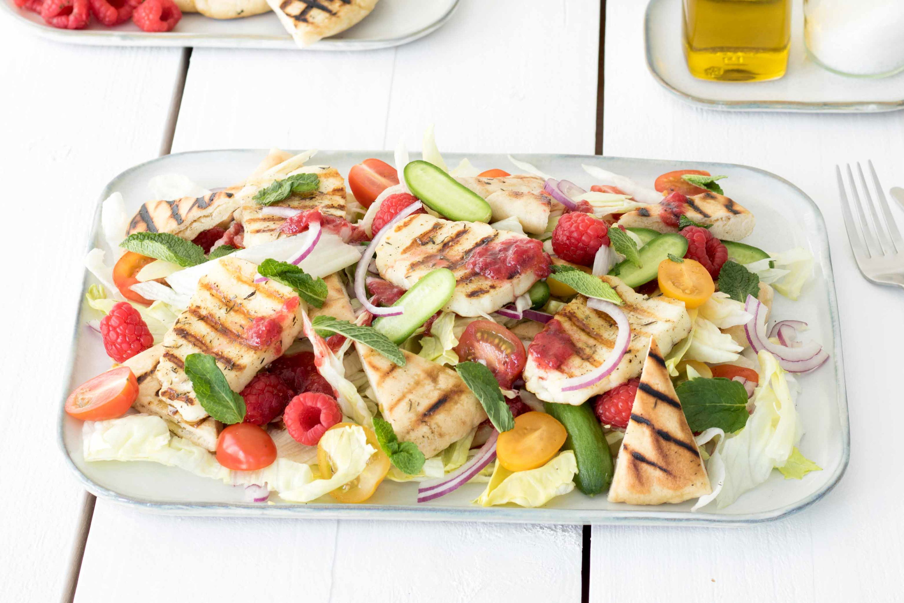 Fattoush Salade Met Gegrilde Halloumi