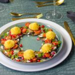 Gegrilde auberginekrans met pommes duchesse