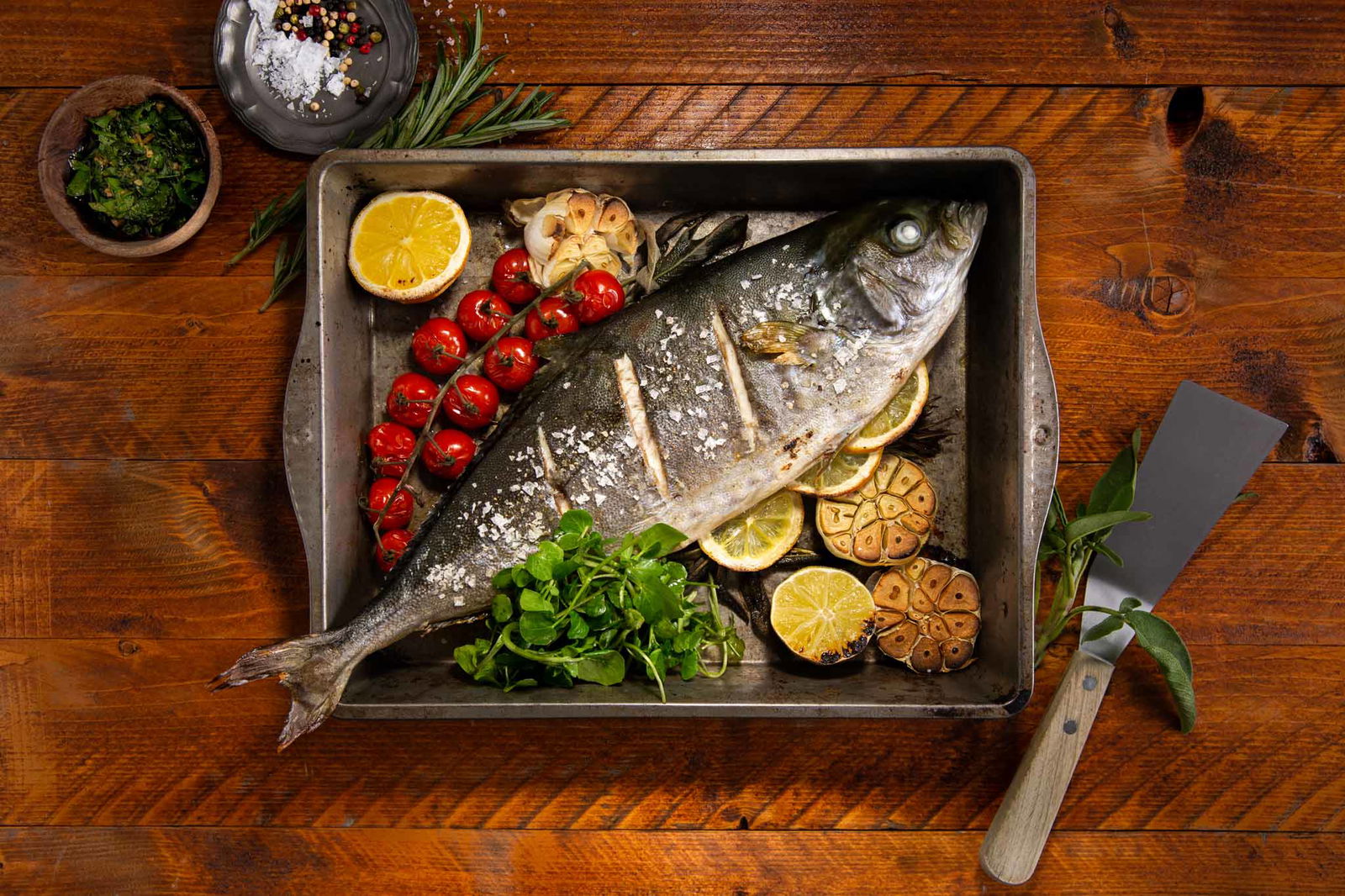 Gegrilde Vis Uit De Oven Met Vinaigrette