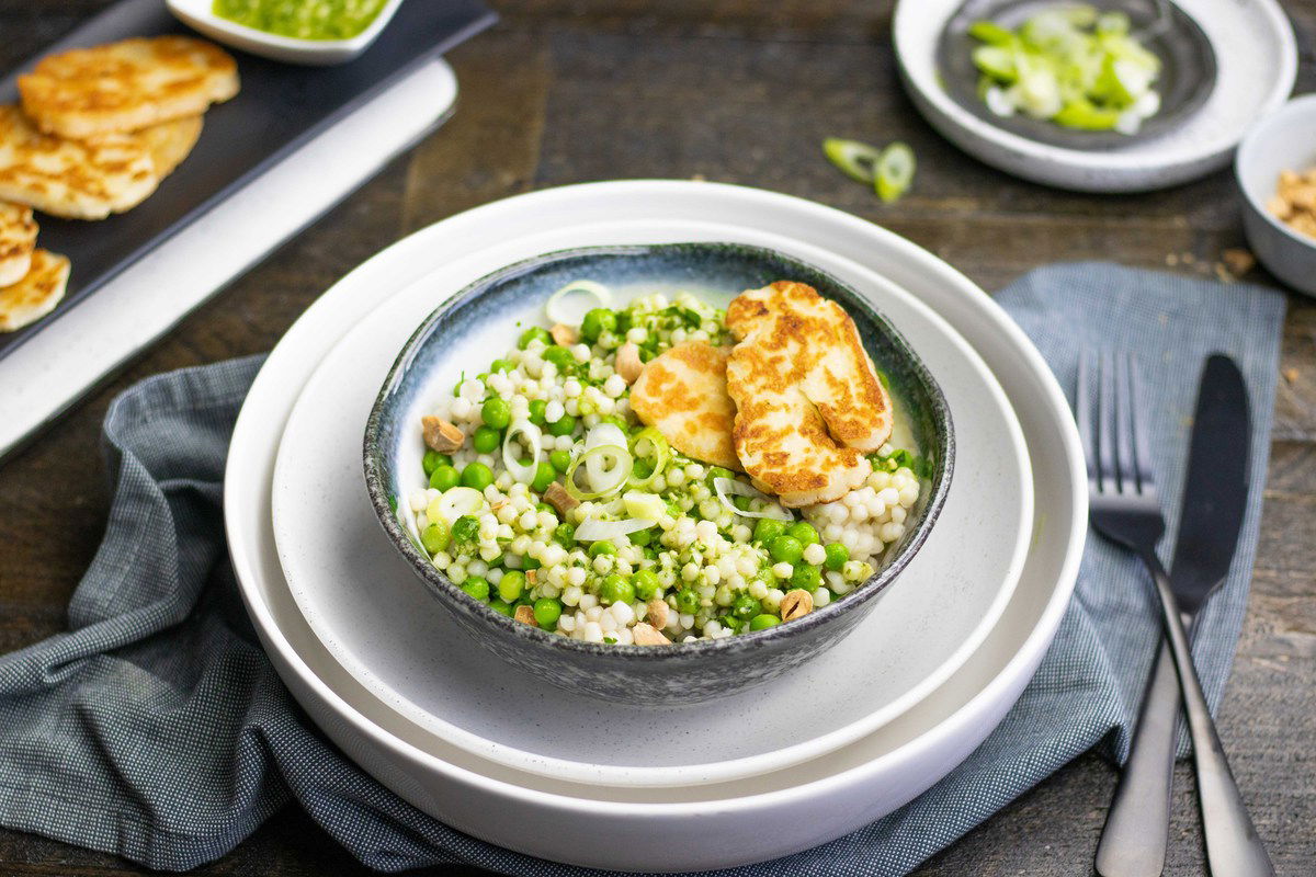 Groene Parelcouscous Met Halloumi