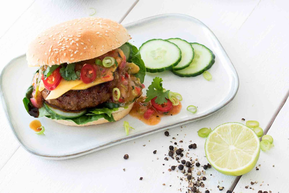 Hamburger Aziatische Stijl Met Abrikozenchutney