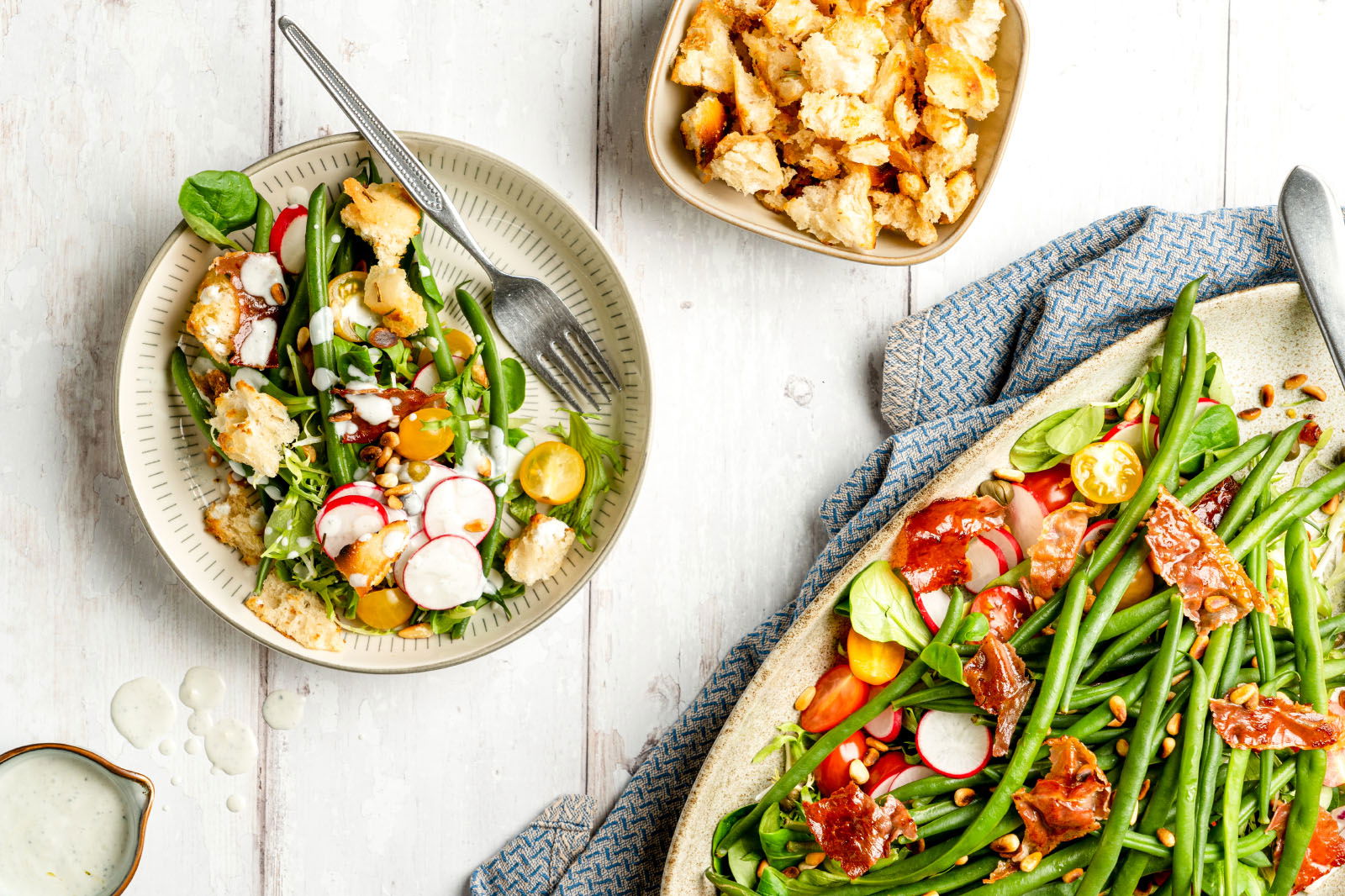 Haricots Verts Salade Met Knapperige Ham