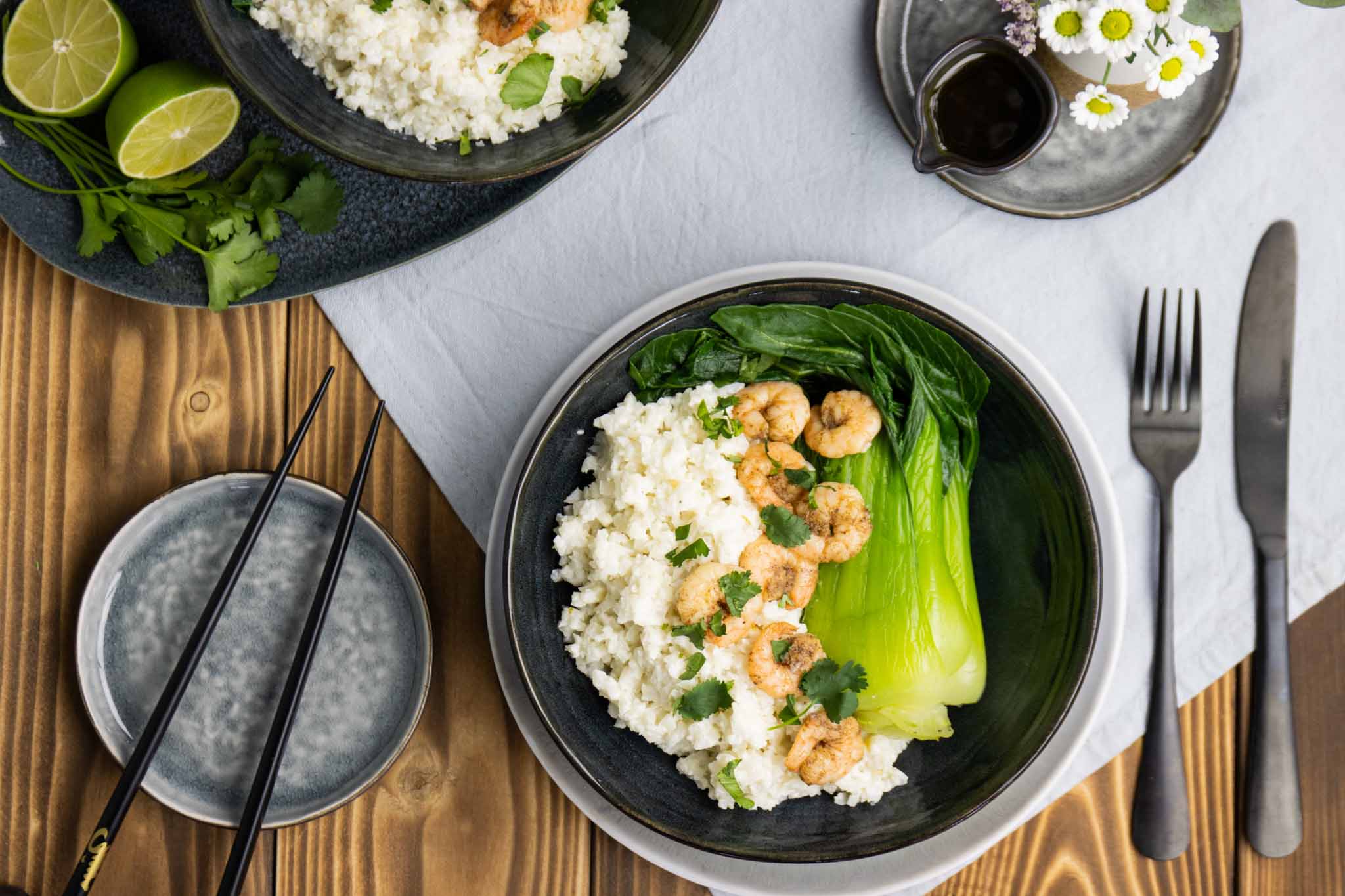 Kokos Bloemkoolrijst Met Garnalen