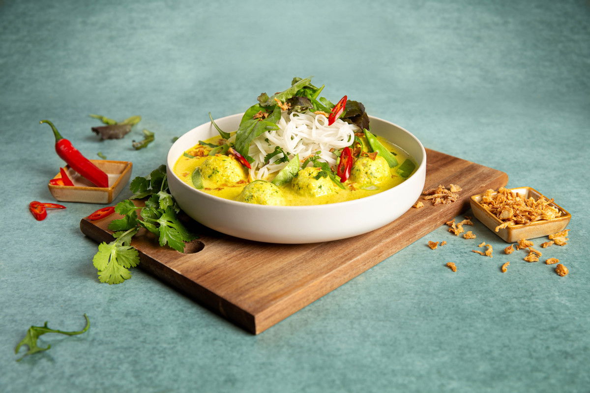 Kokos Laksa Met Koriander Visballetjes