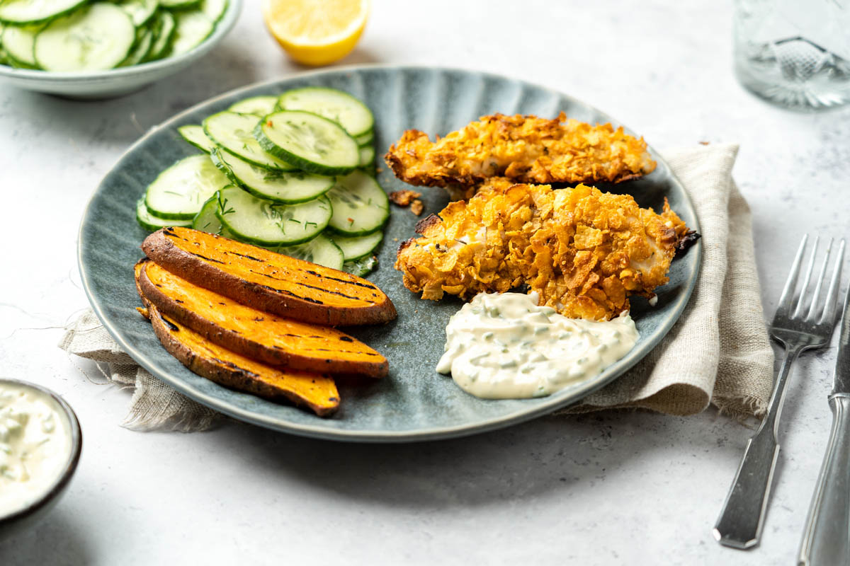 Krokante Kip Met Gegrilde Zoete Aardappel