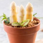 Kruidentuintje met witte asperge en crème fraîche