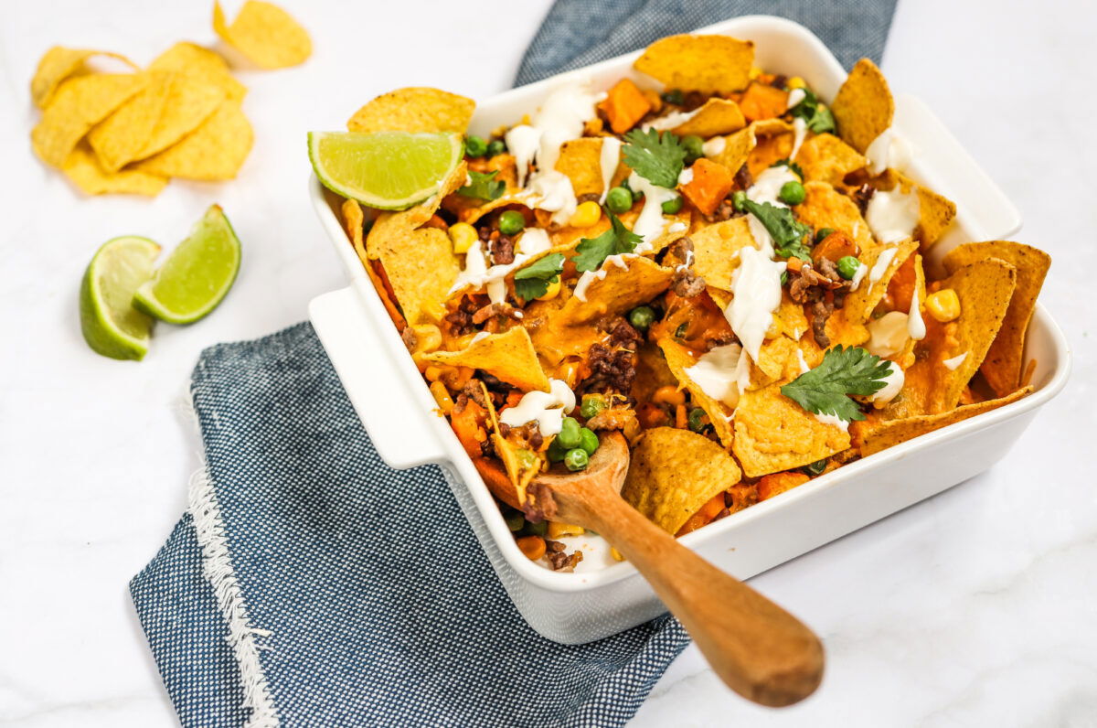 Nachoschotel Met Gehakt En Zoete Aardappel