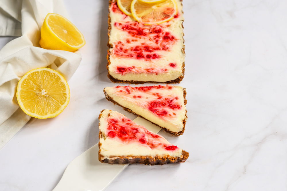 No Bake Citroen Cheesecake Met Frambozensaus