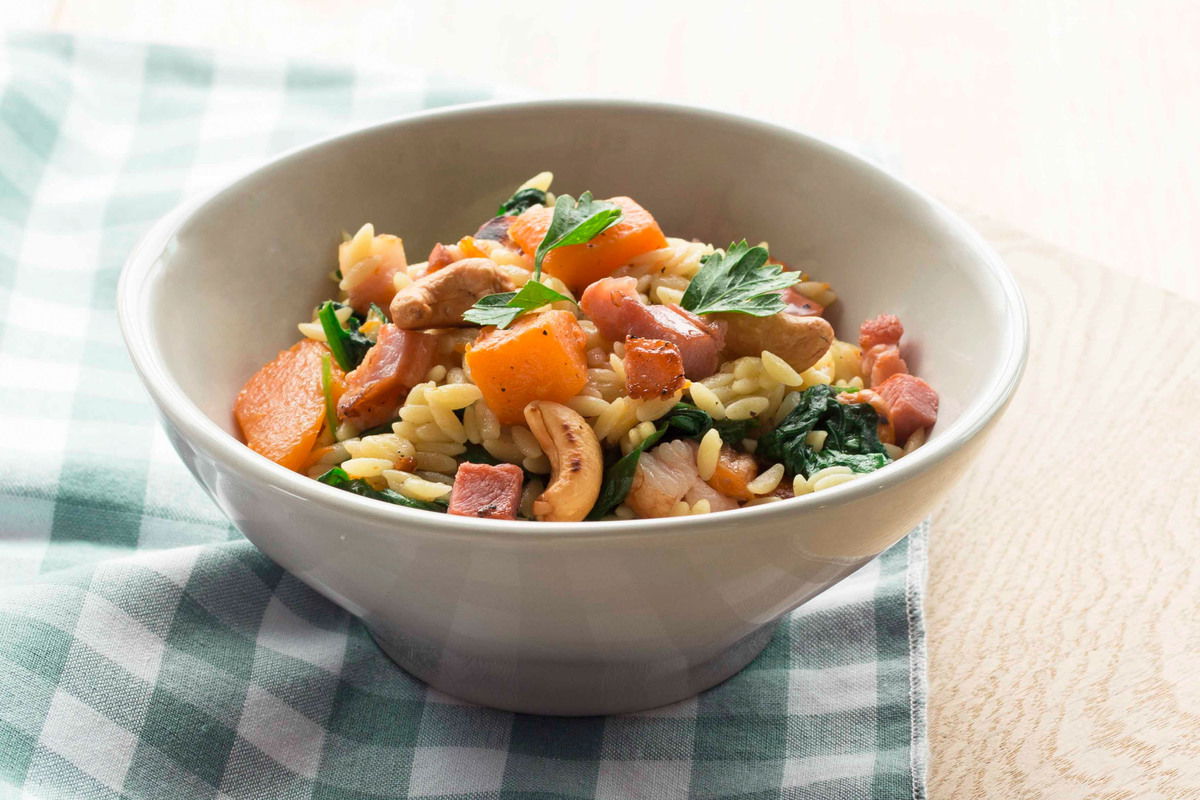 Orzo Met Pompoen En Spinazie