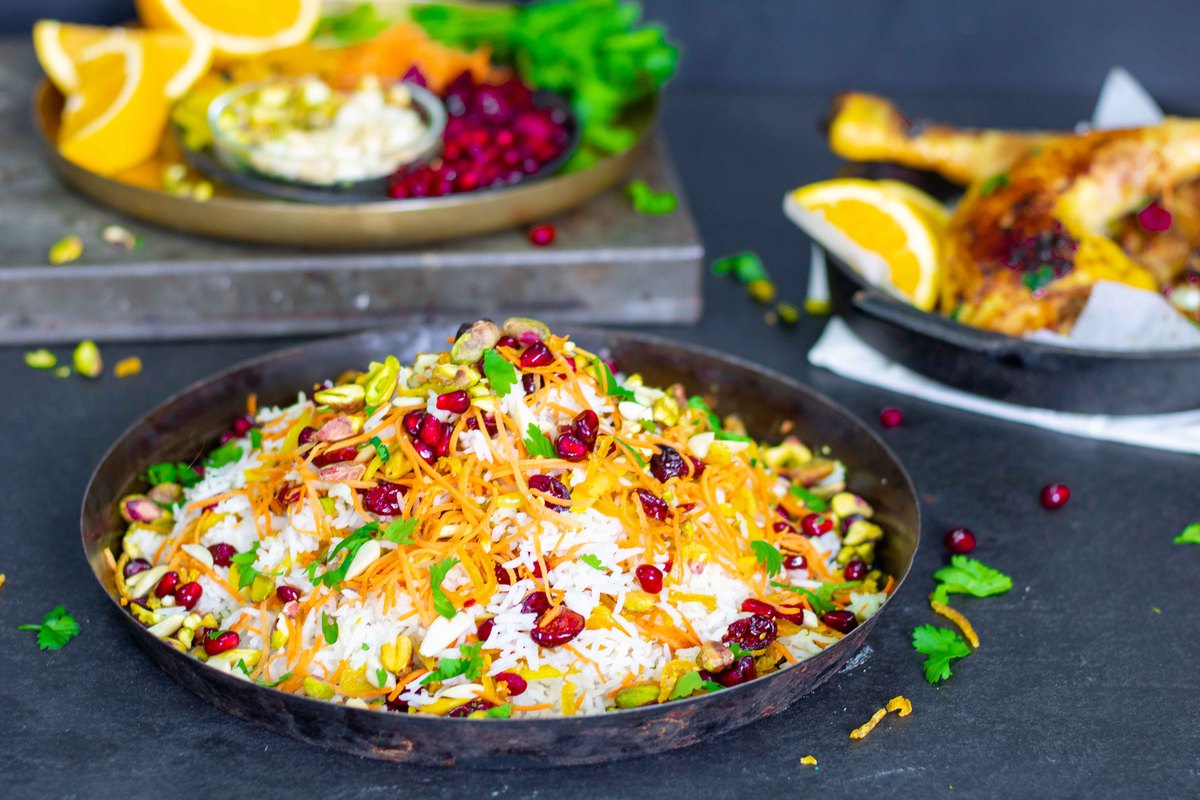 Perzische Juwelenrijst Met Sinaasappelkip