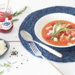 Ravioli met tomaten-aardbeiensaus