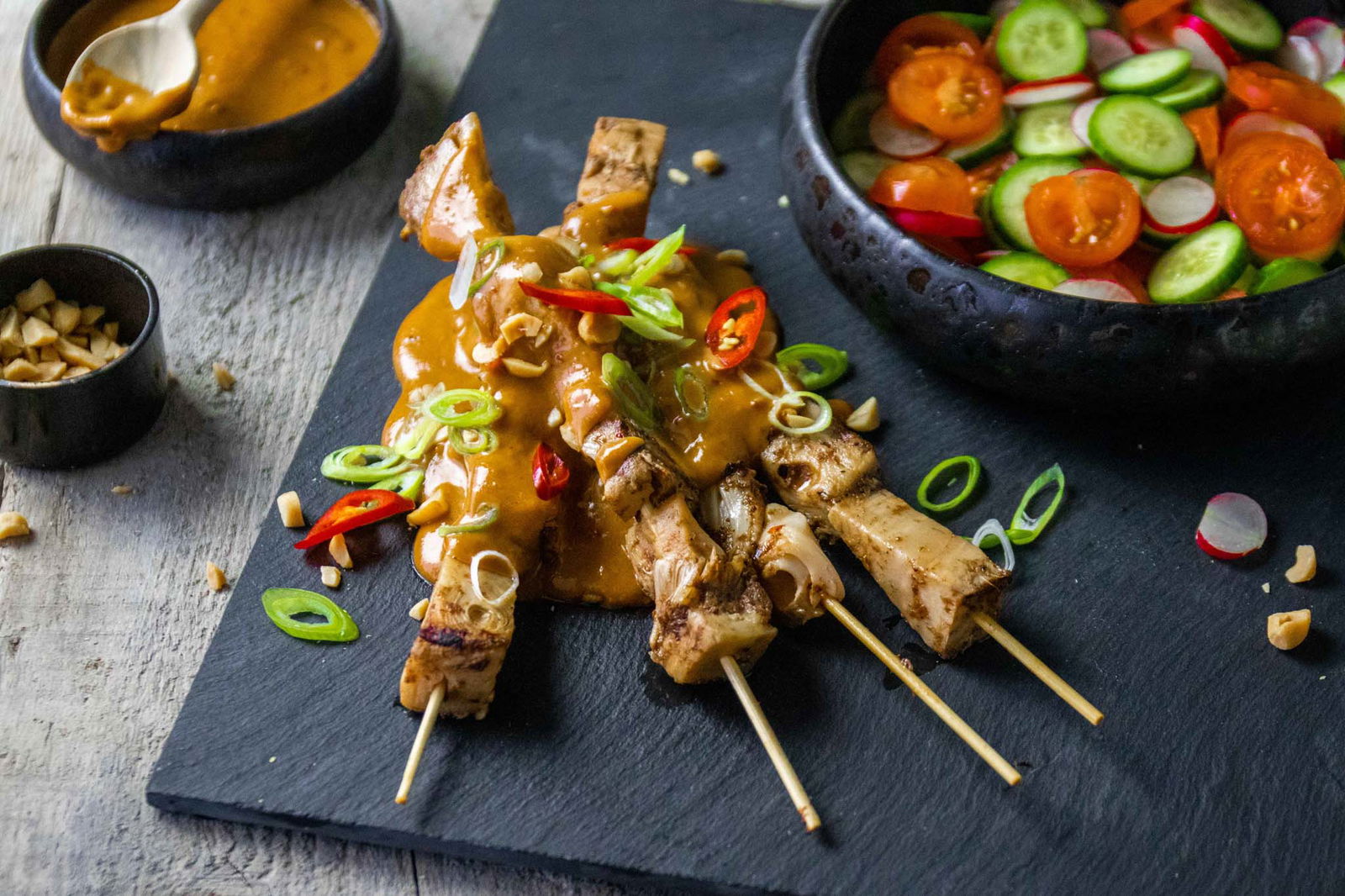 Sate Van Jackfruit Met Zelfgemaakte Pindasaus