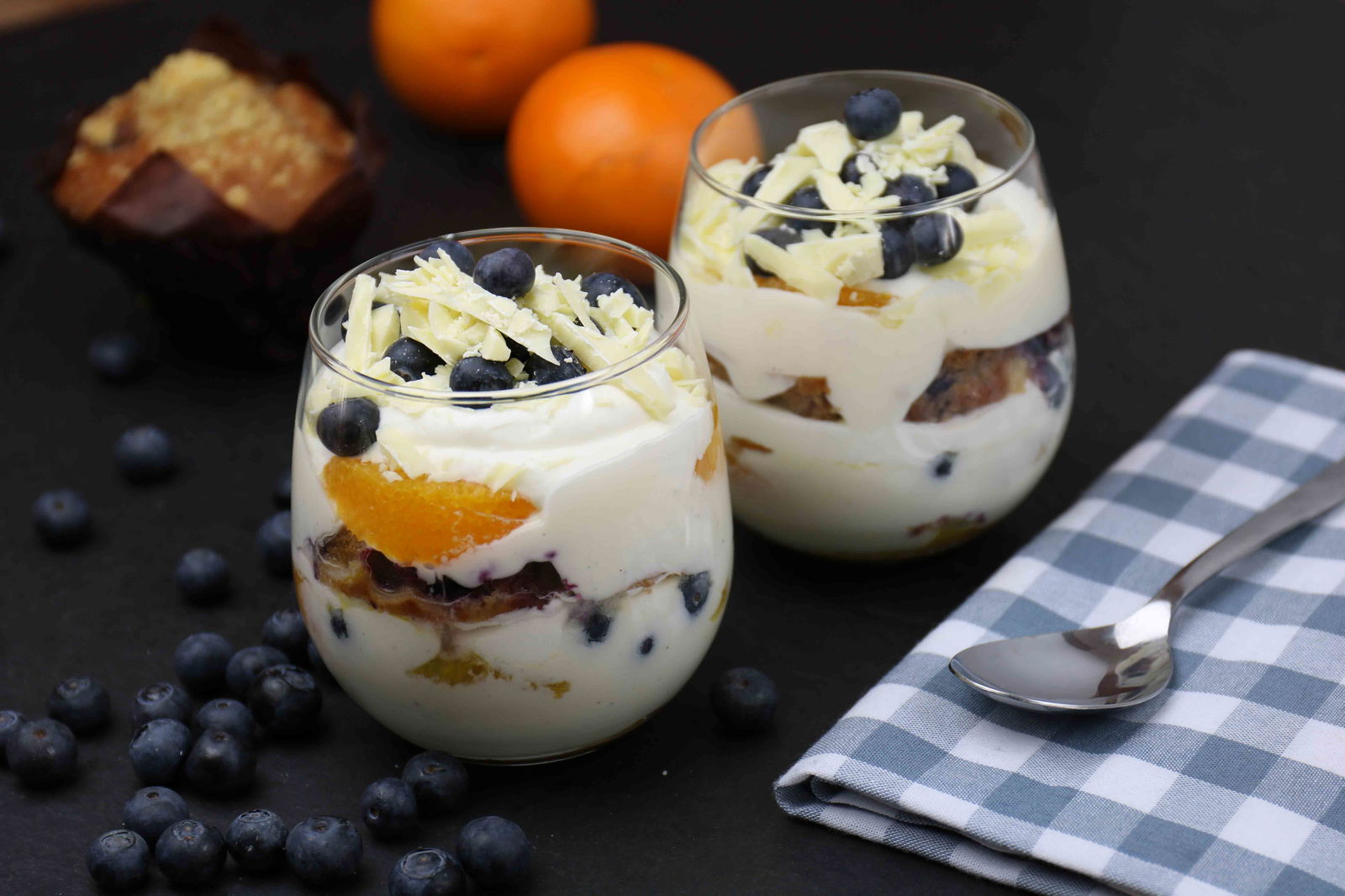 Sinaasappel Trifle Met Blauwe Bessen