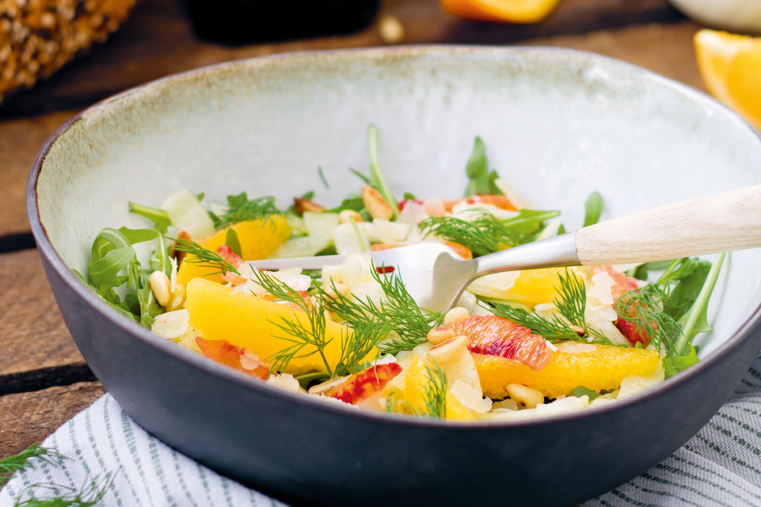 Sinaasappel Venkelsalade Met Olijfolie Sinaasappeldressing