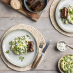 Stamppot met waterkers, geitenkaas en rundervink