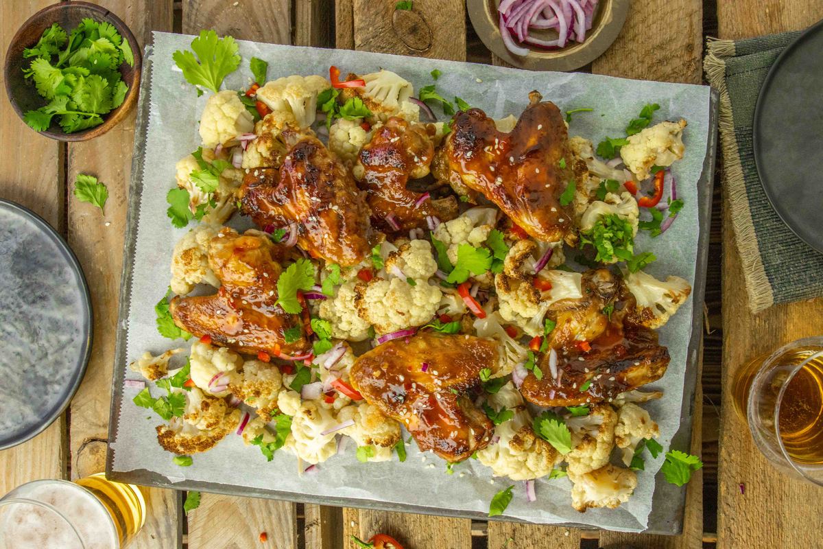 Teriyaki Kippenvleugels Met Bloemkool