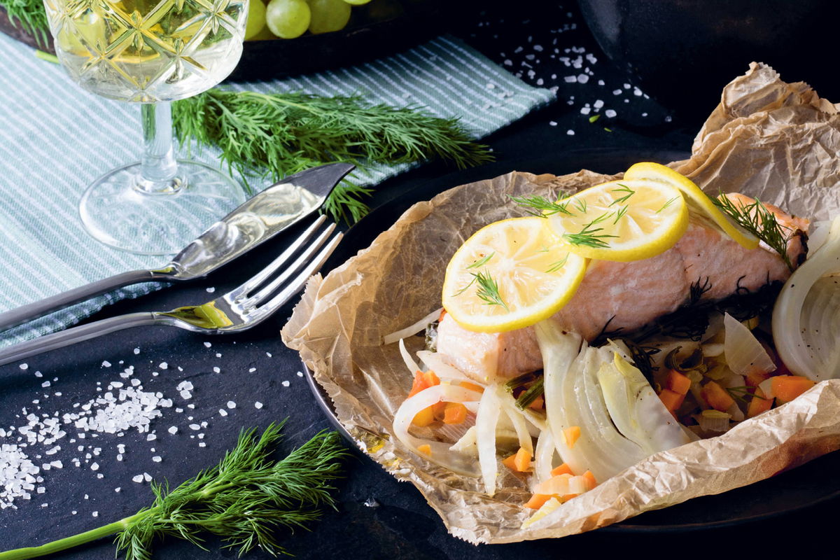 Venkel Zalmpakketjes Met Druivensalade