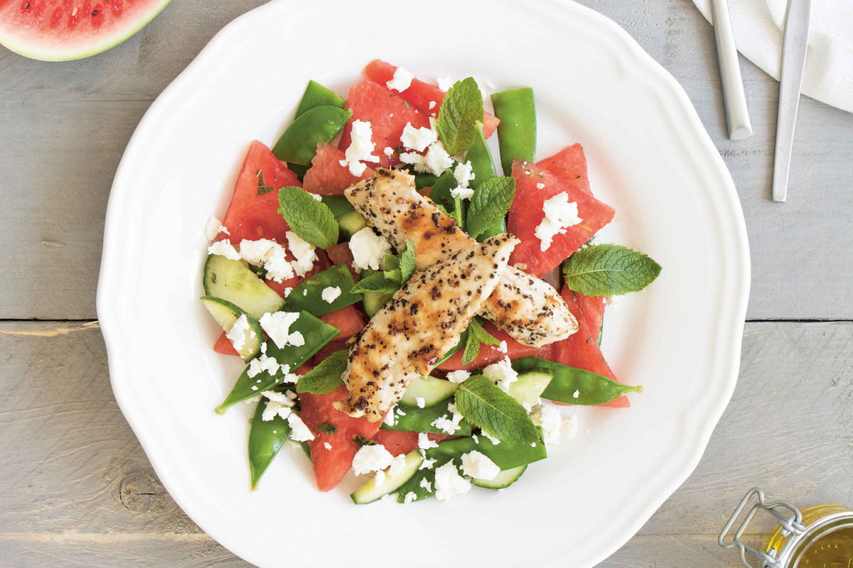 Watermeloensalade Met Munt Feta Peultjes