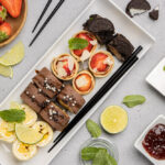 Zoete sushi van pannenkoeken