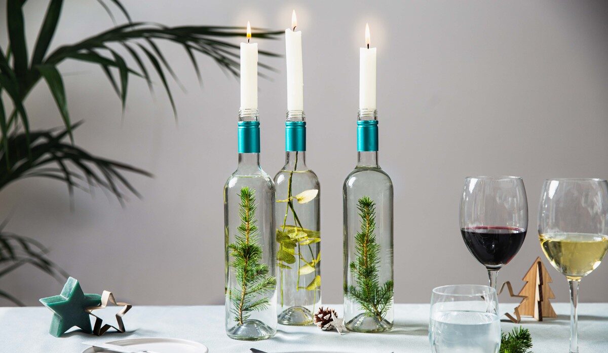 Kandelaar-vaasjes met groen