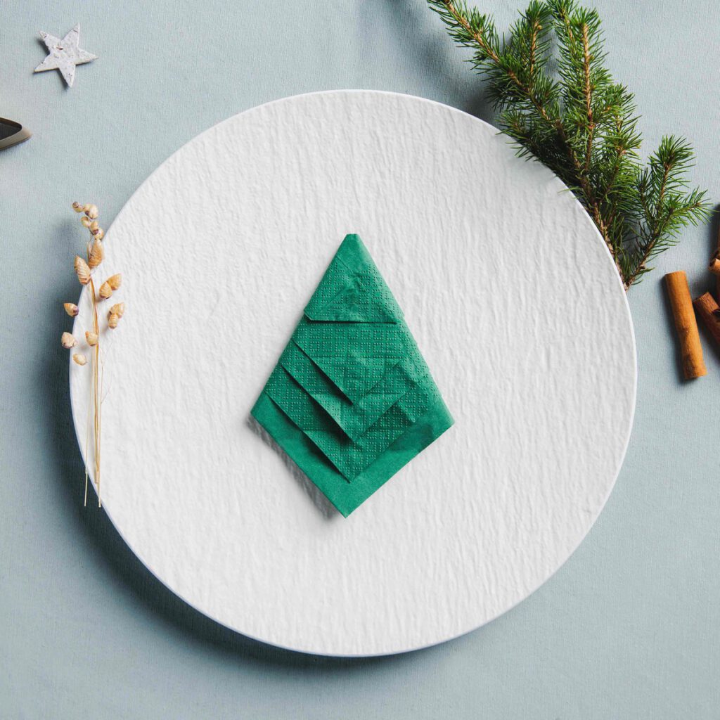 Kerstboomservet vouwen