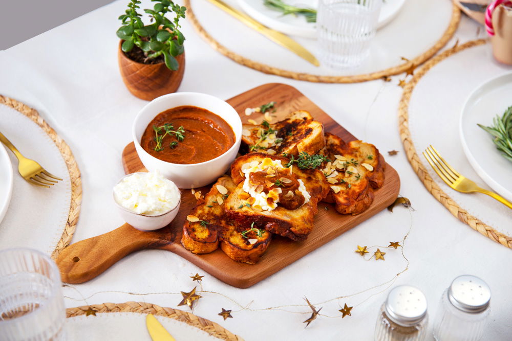 Wentelteefjes van suikerbrood met pompoenspread en mascarpone