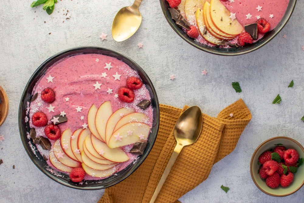 Roze smoothie bowl