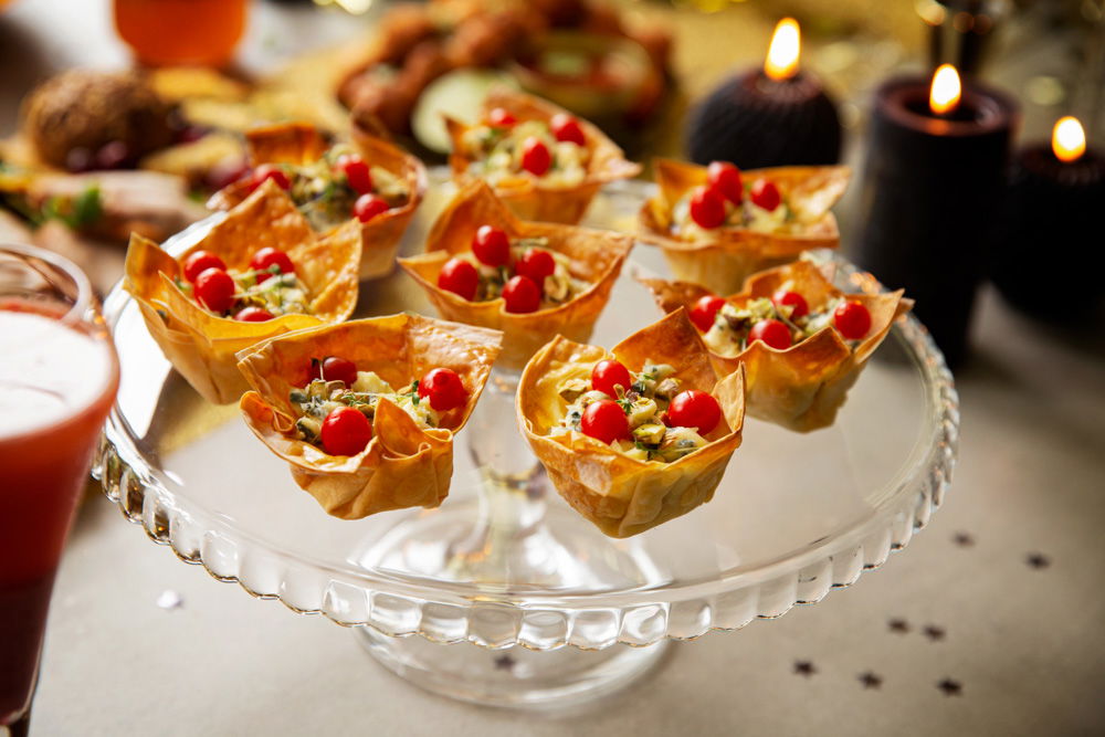 Filodeeg bakjes met bleu cheese