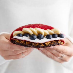 Zoete tortilla met fruit, speculoos en chocolade