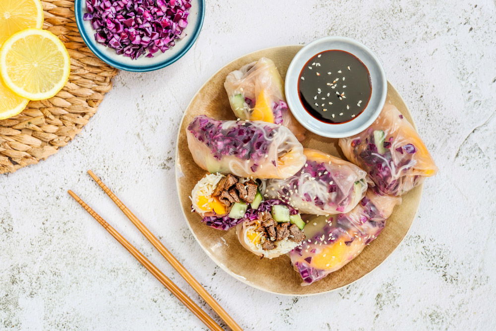 Zoete beef springrolls