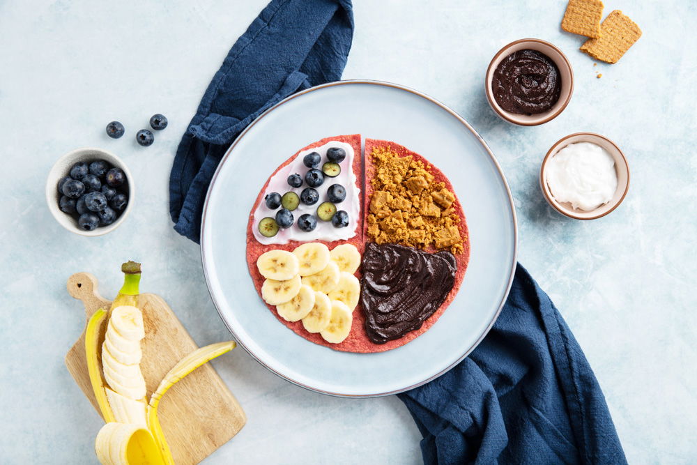 Zoete tortilla met fruit, speculoos en chocolade