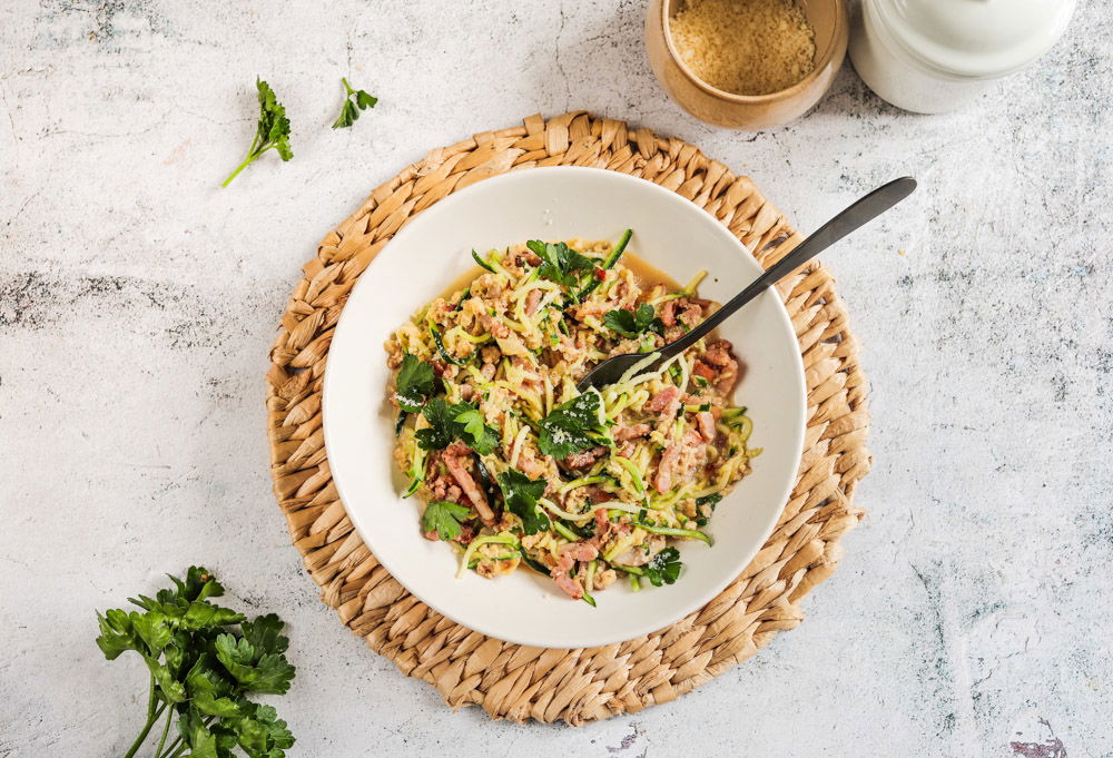 Courgetti Met Spekjes En Parmezaanse Kaas