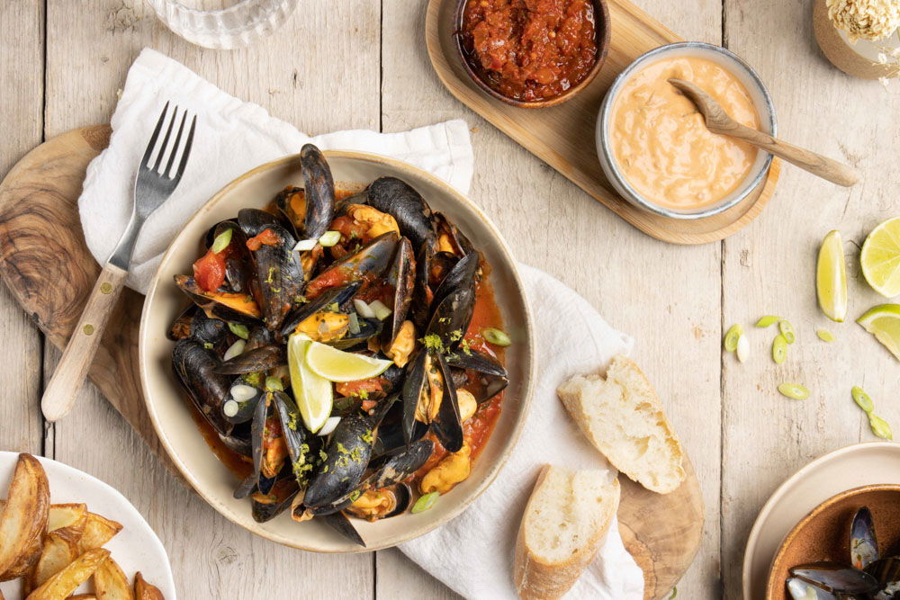 Zeeuwse Mosselen Met Sambal Tomatensaus