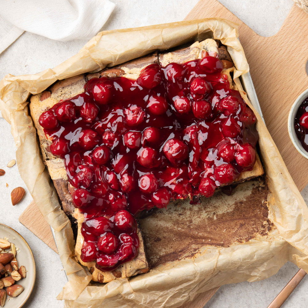 Chocolade brownie Amandel Kersen