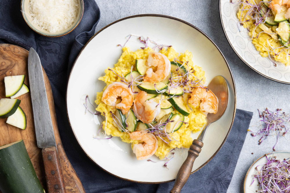 Saffraan risotto met garnalen