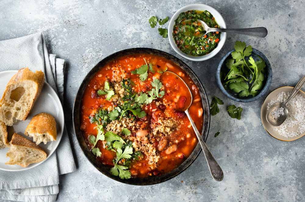 Bonensoep met chimmichurri dressing