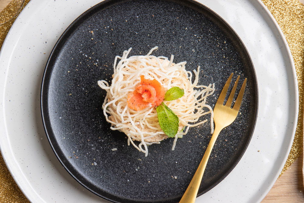 Krokante zalmtaartjes