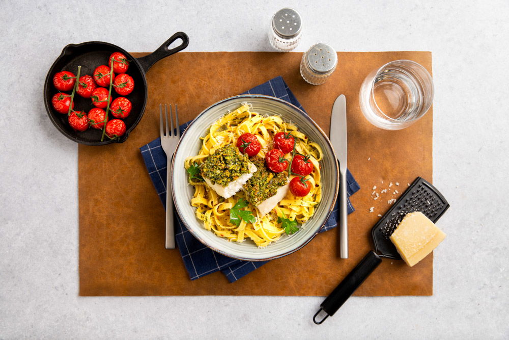 OSB Vis Pasta Aglio Olio Met Een Notenkorst Kabeljauw (1)