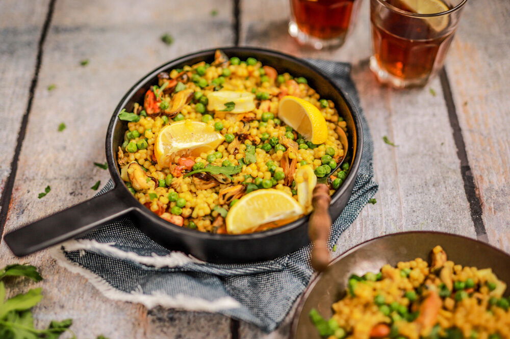 Paella van parelcouscous