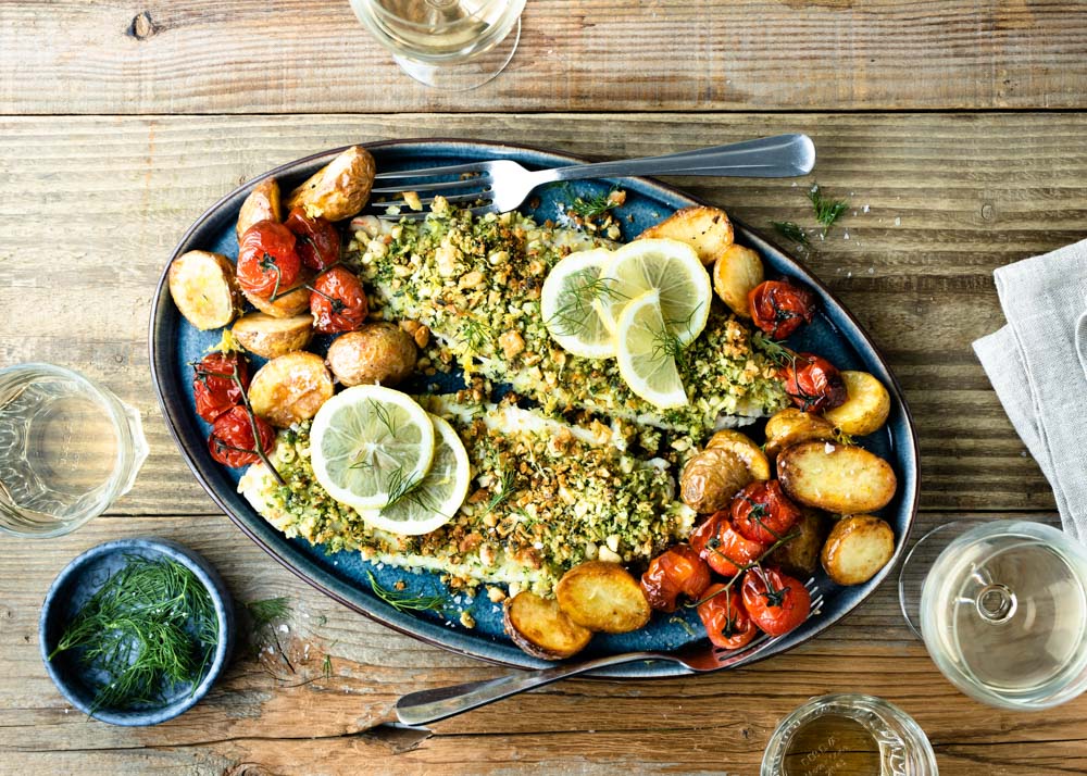 Pangasiusfilet met notenkruidenkorst