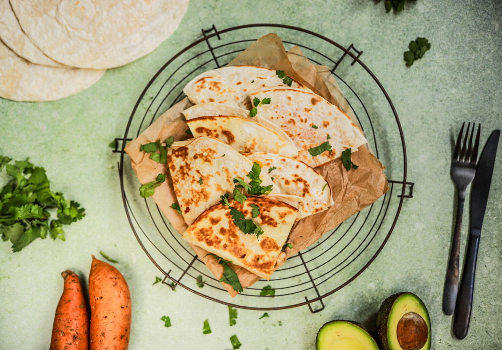 Quesadilla’s Met Zoete Aardappel, Avocado En Garnalen