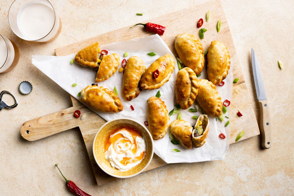 Vegetarische empanadas met kastanjechampignons